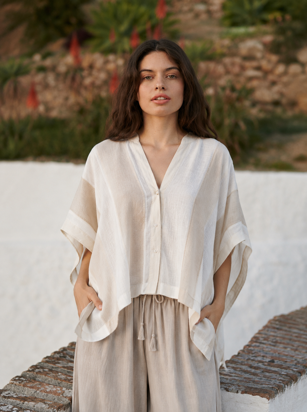Cardigan stripe kimono off white