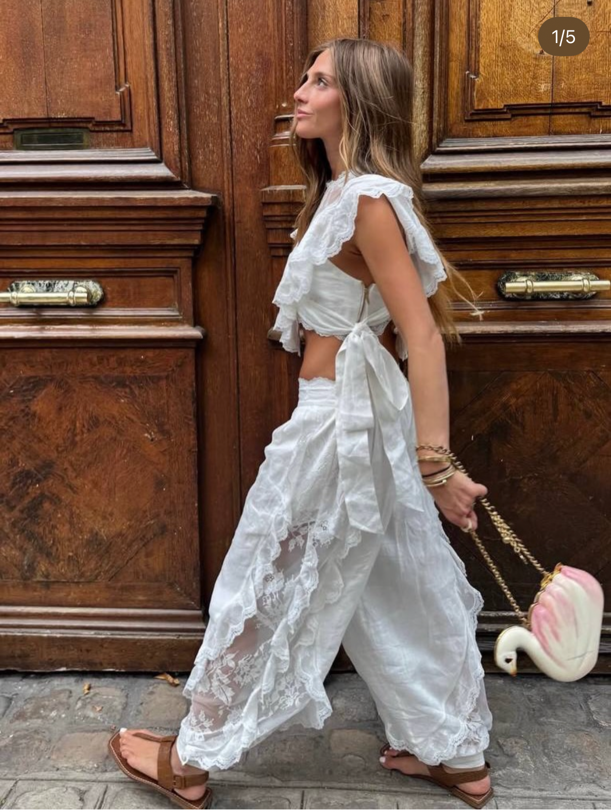 Set lace pants + top ruffle