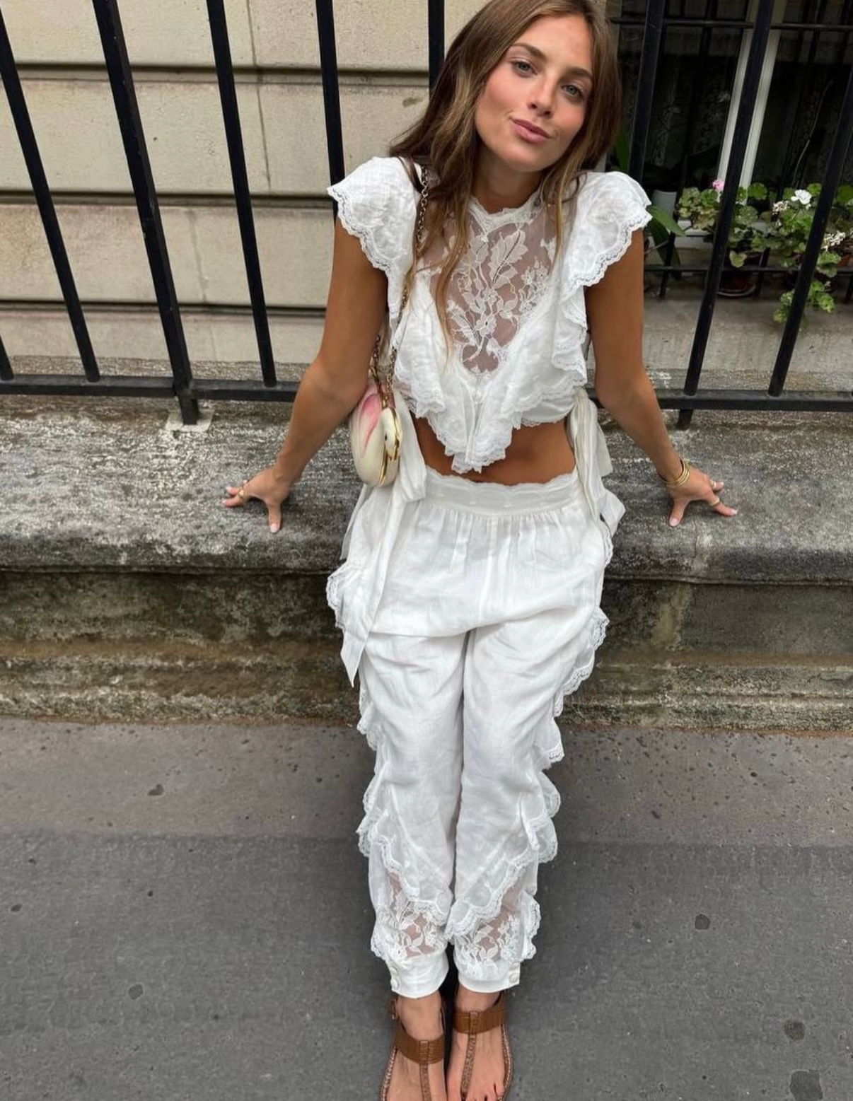 Set lace pants + top ruffle