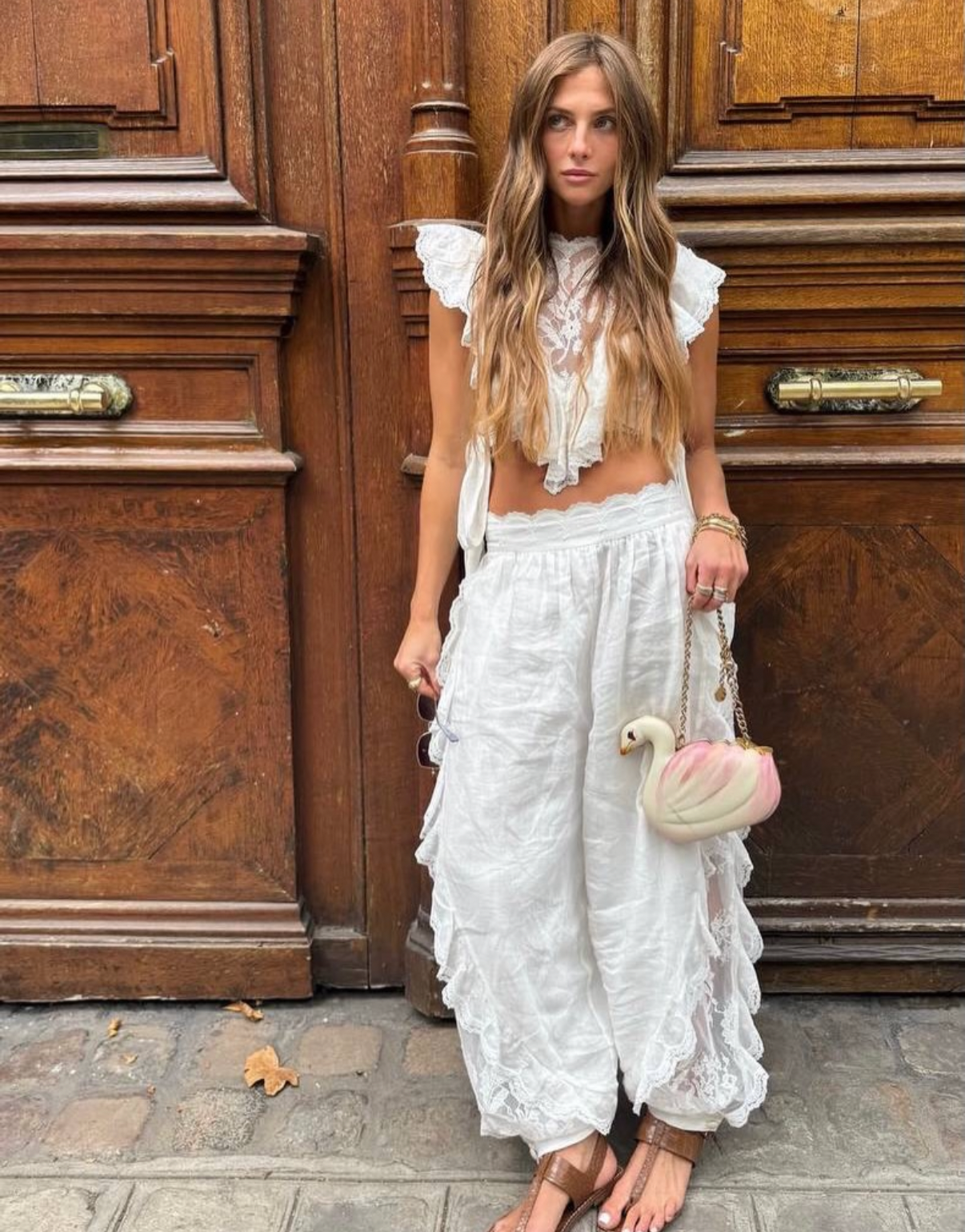 Set lace pants + top ruffle