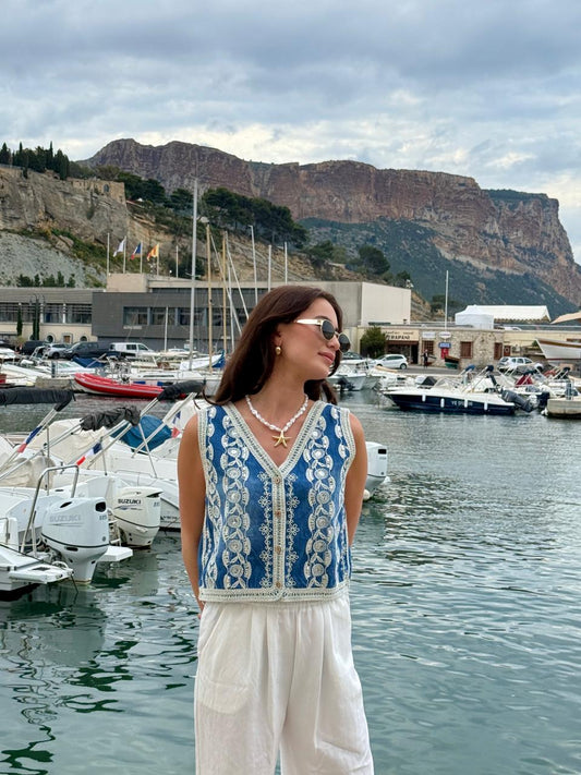 Vest denim embroidery