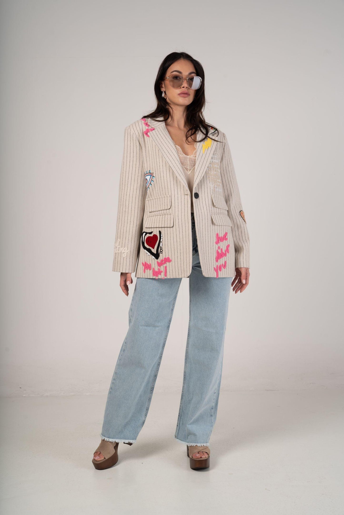 Printed Max Blazer Beige