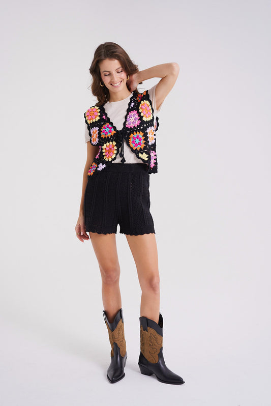 Top Handmade Crochet Rosa Black