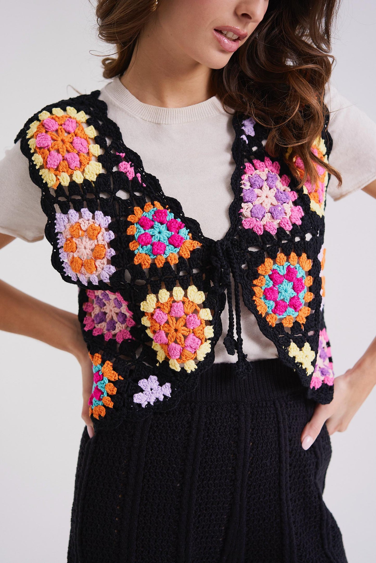 Top Handmade Crochet Rosa Black