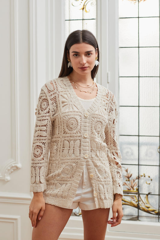 Handmade Crochet Cardigan Rosa