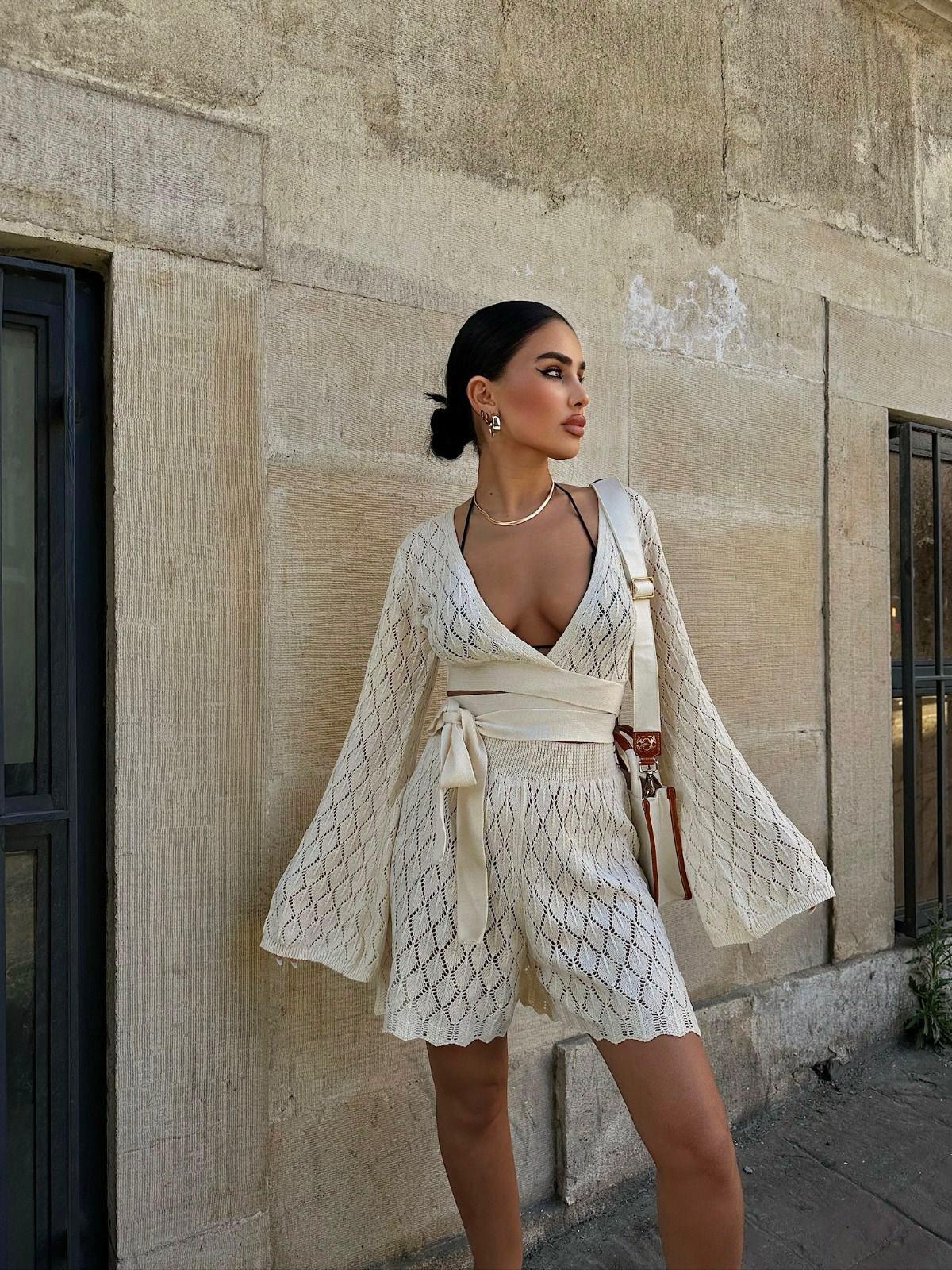Set Beige Short Crochet