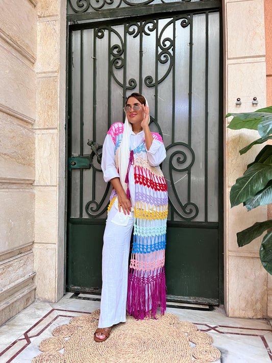 Long Cardigan Crochet Multicolored