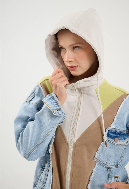 jacket Mix Denim Cotton Colored