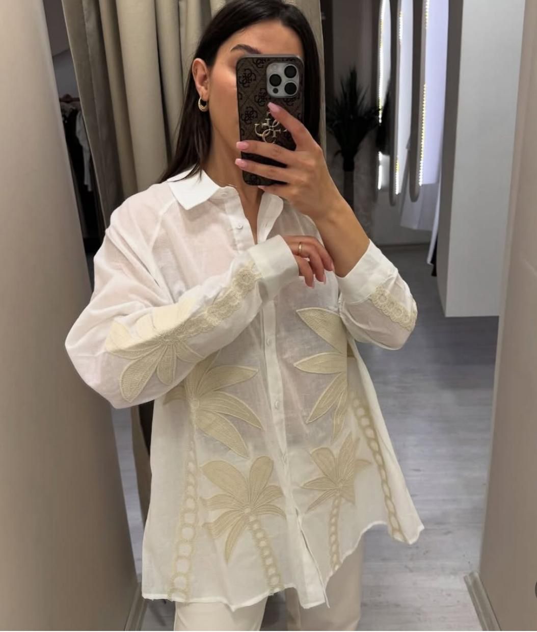 Blouse Palm Tree Beige