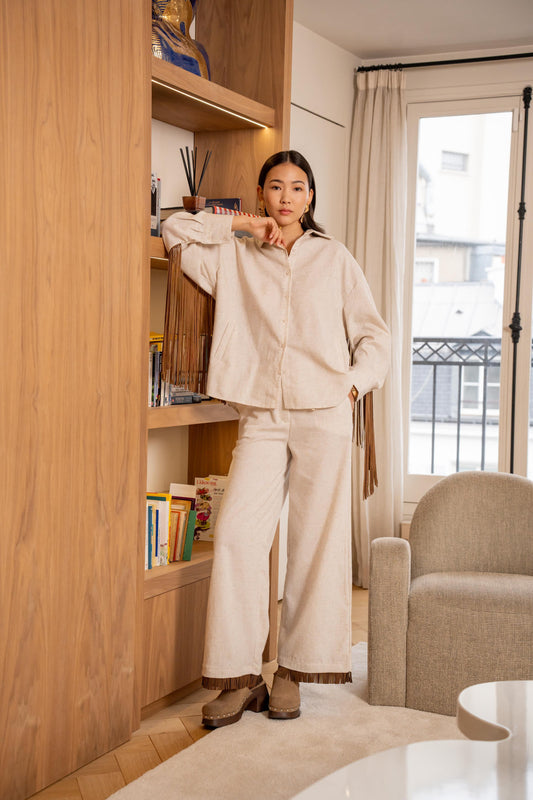 Set Linen Back Fringes