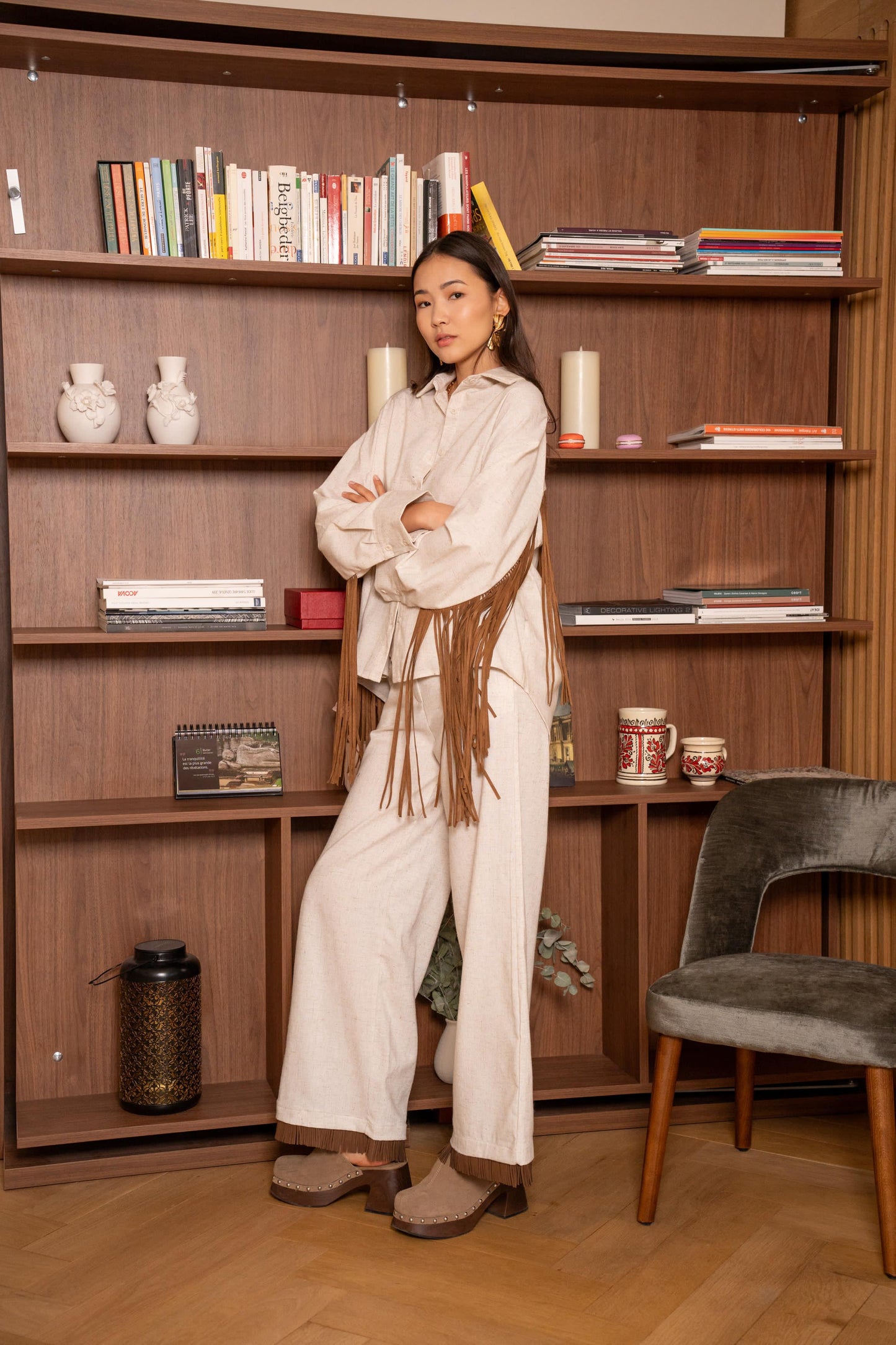 Set Linen Back Fringes