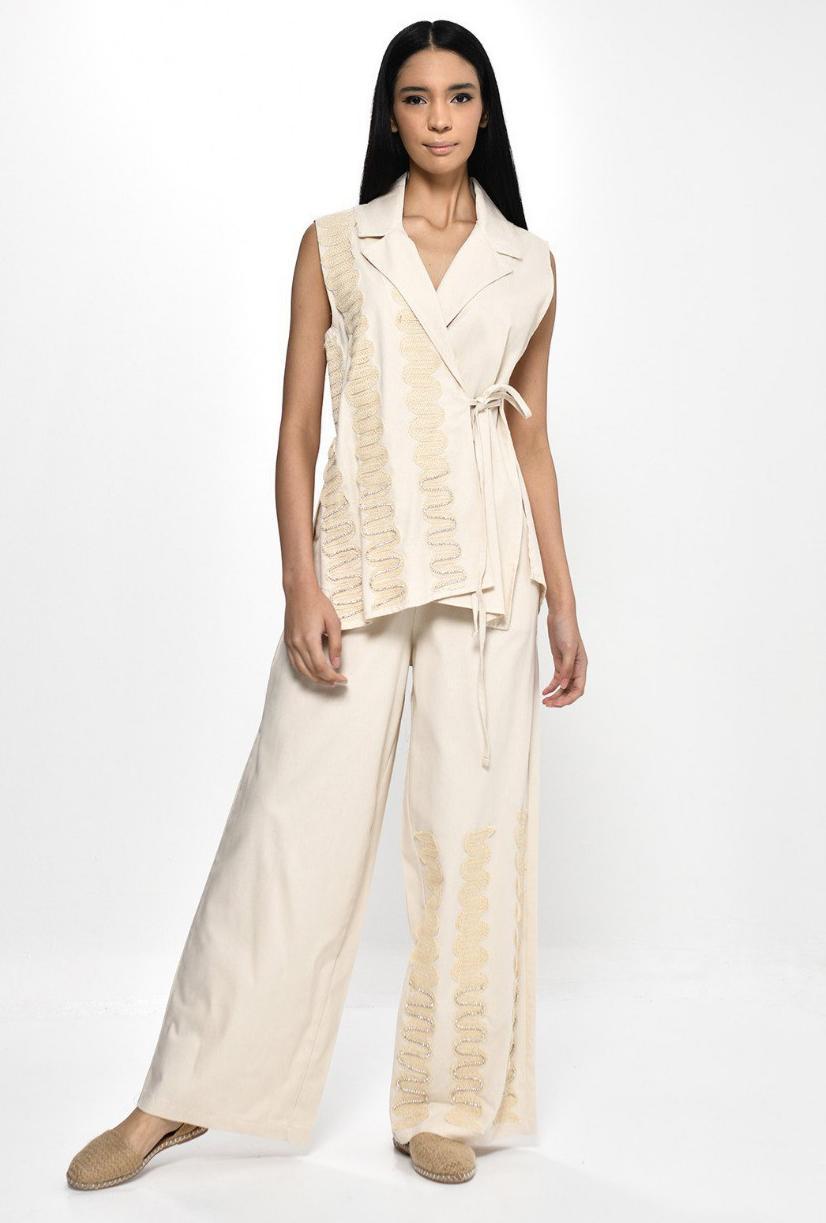 Set Beige Embroidered Deqm