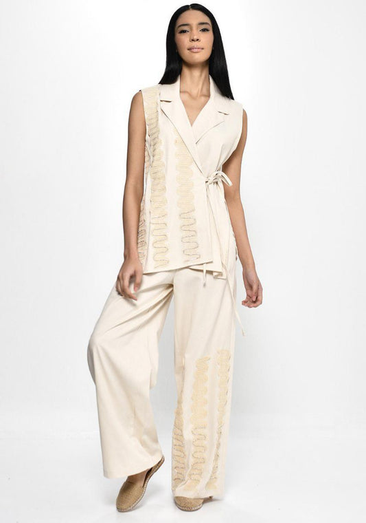 Set Beige Embroidered Deqm