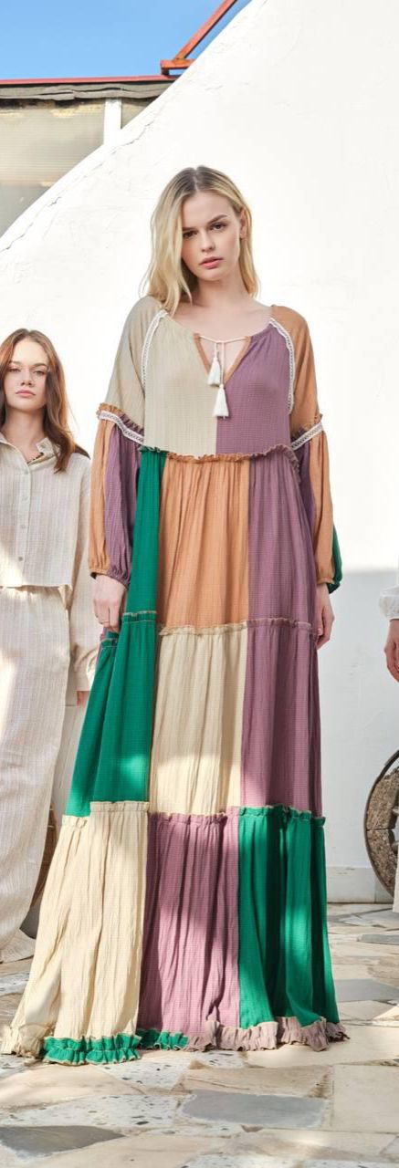 Long Dress Green Camel