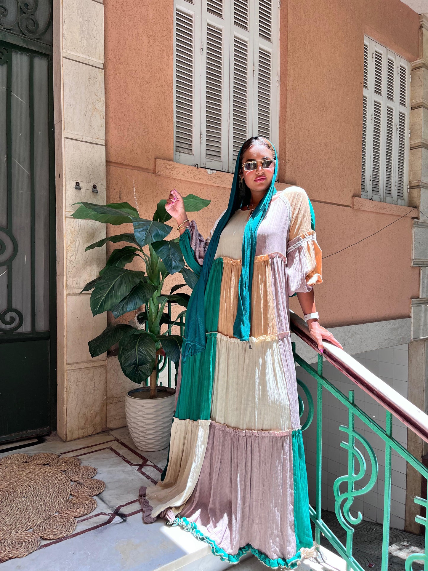 Long Dress Green Camel