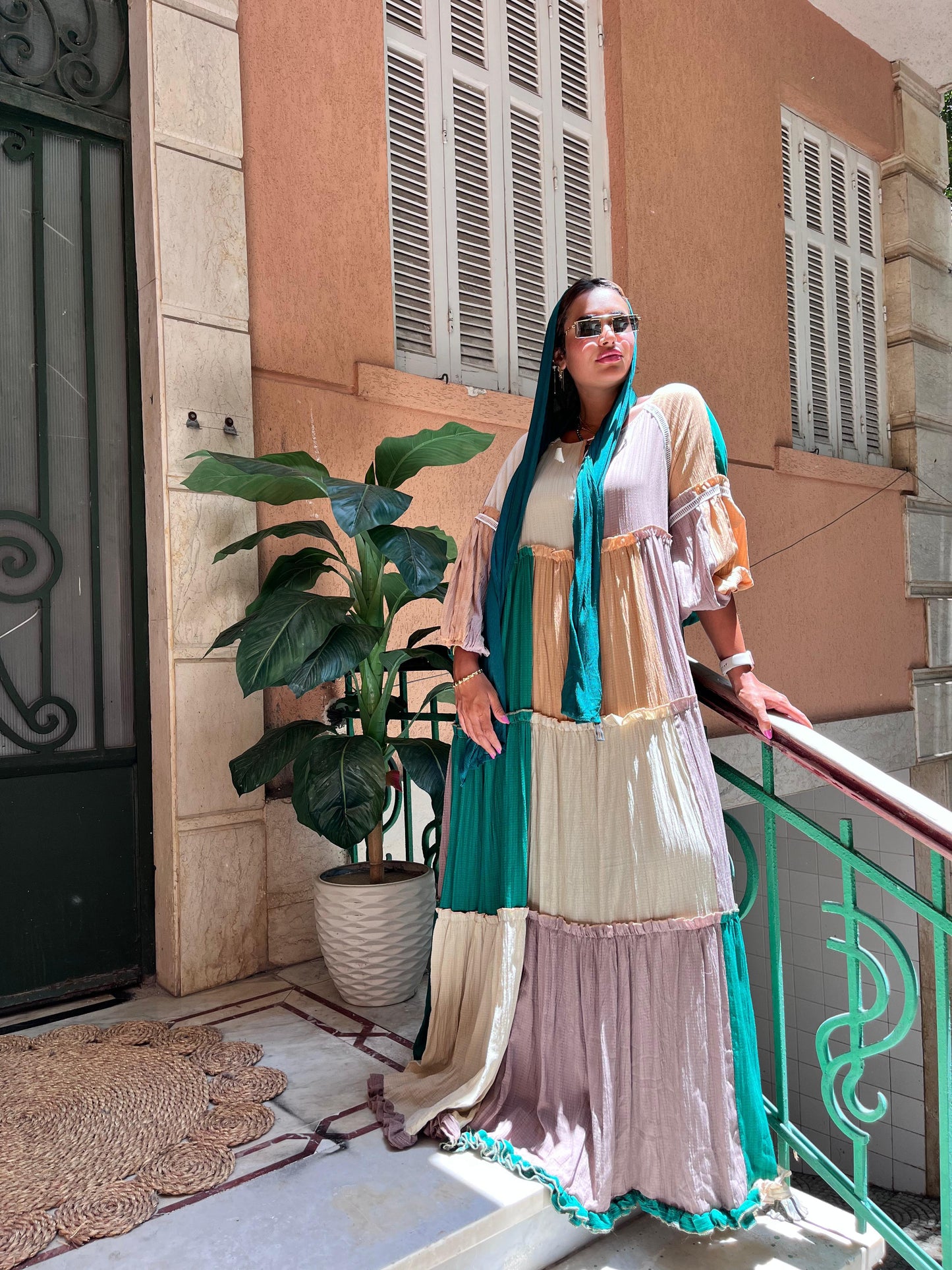 Long Dress Green Camel