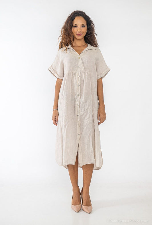 Dress Half Sleeves Beige