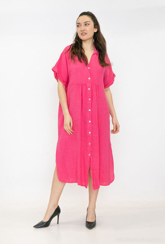 Dress Half Sleeves Fushia