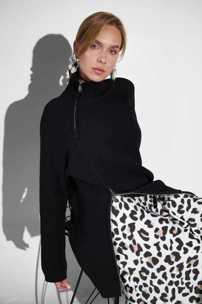 Cardigan Knit Zipper Black