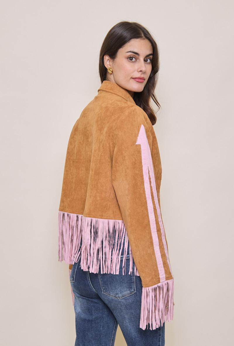 Jacket Juede Fringes Pink