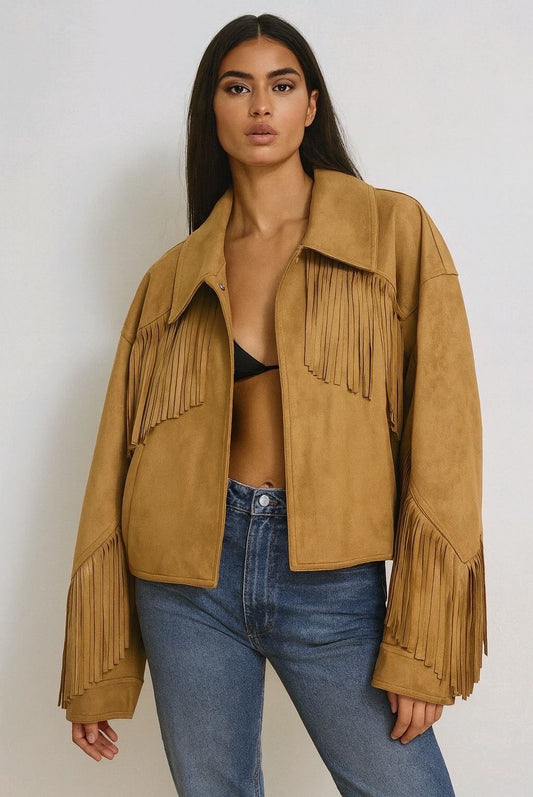 Jacket Suede Fringes Short
