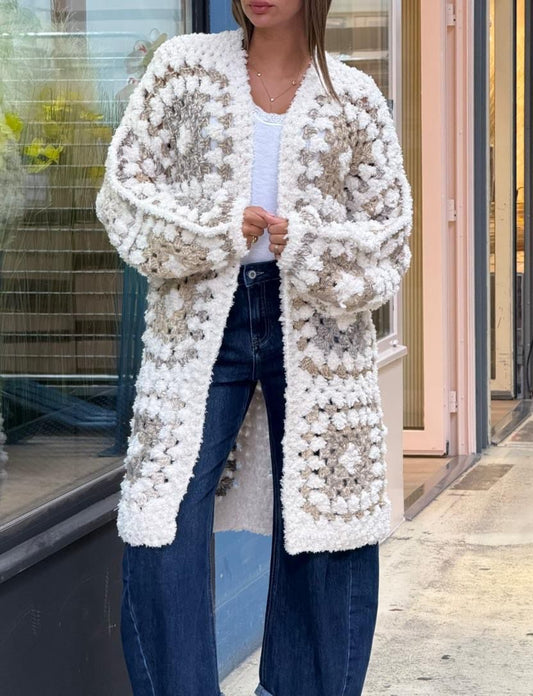 Cardigan Long Crochet Nude