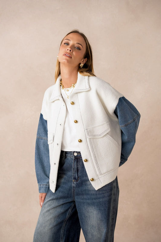 Jacket White Denim Sleeves