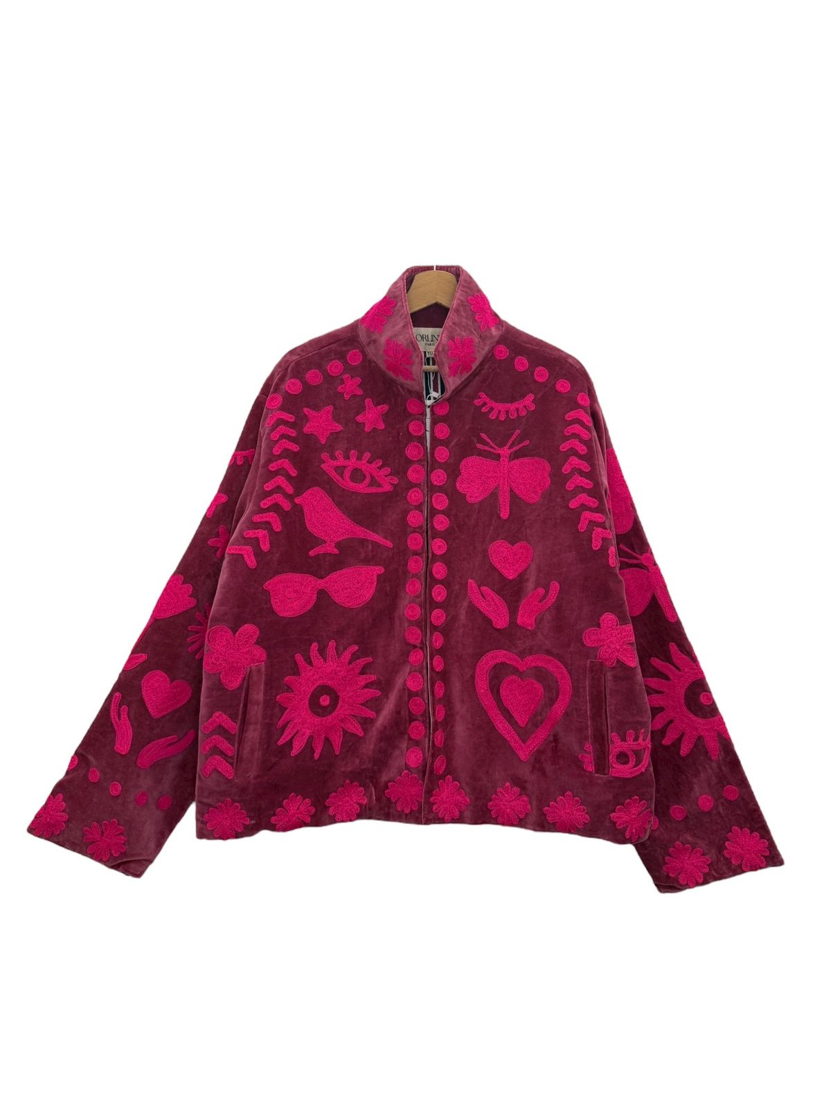 Jacket Suede Embroidery Pink x Brown