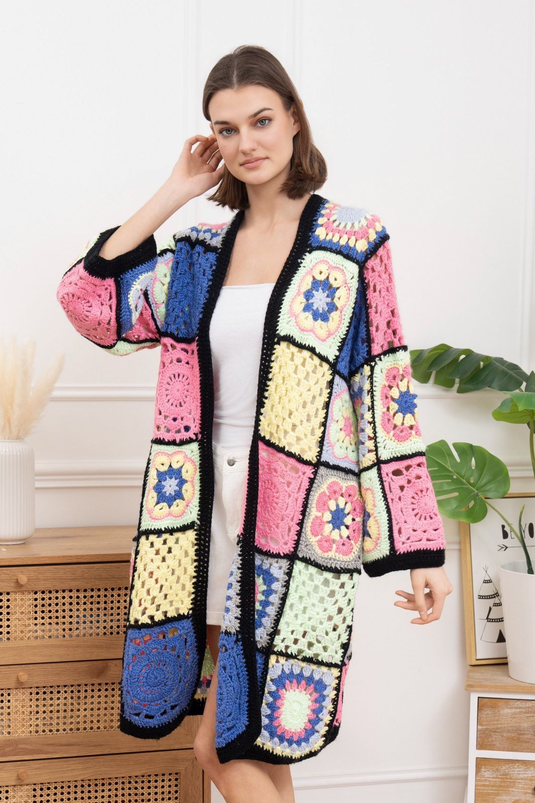 Cardigan Crochet Black Line