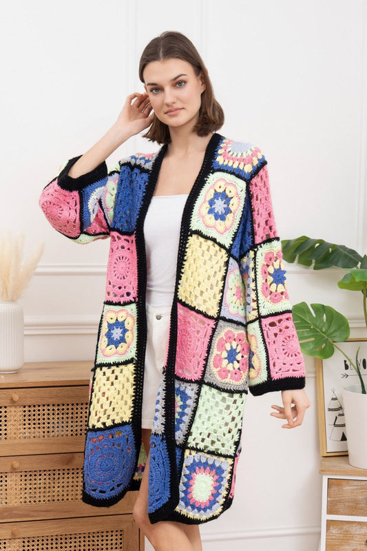 Cardigan Crochet Black Line