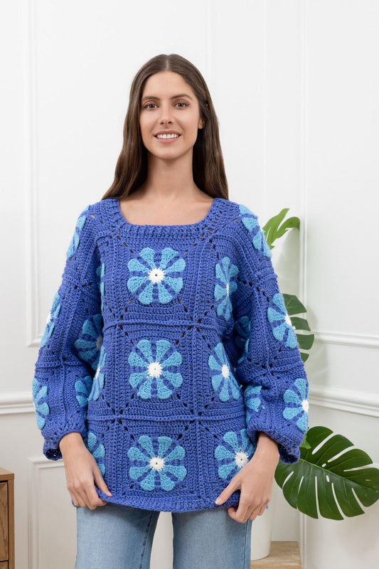 Pullover Crochet Navy Blue