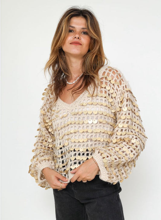 Pullover Handmade Off White Gold