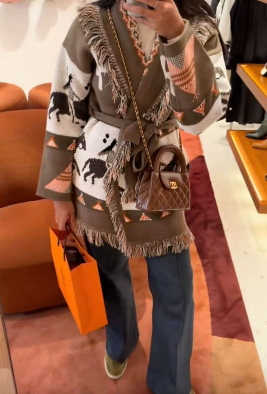 Cardigan Horse Print