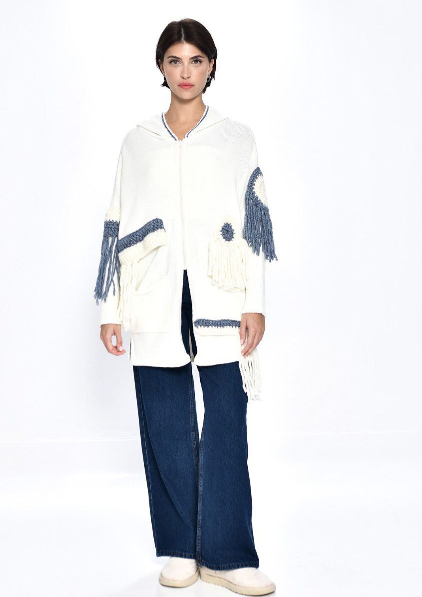 Cardigan Zipper Fringers Blue