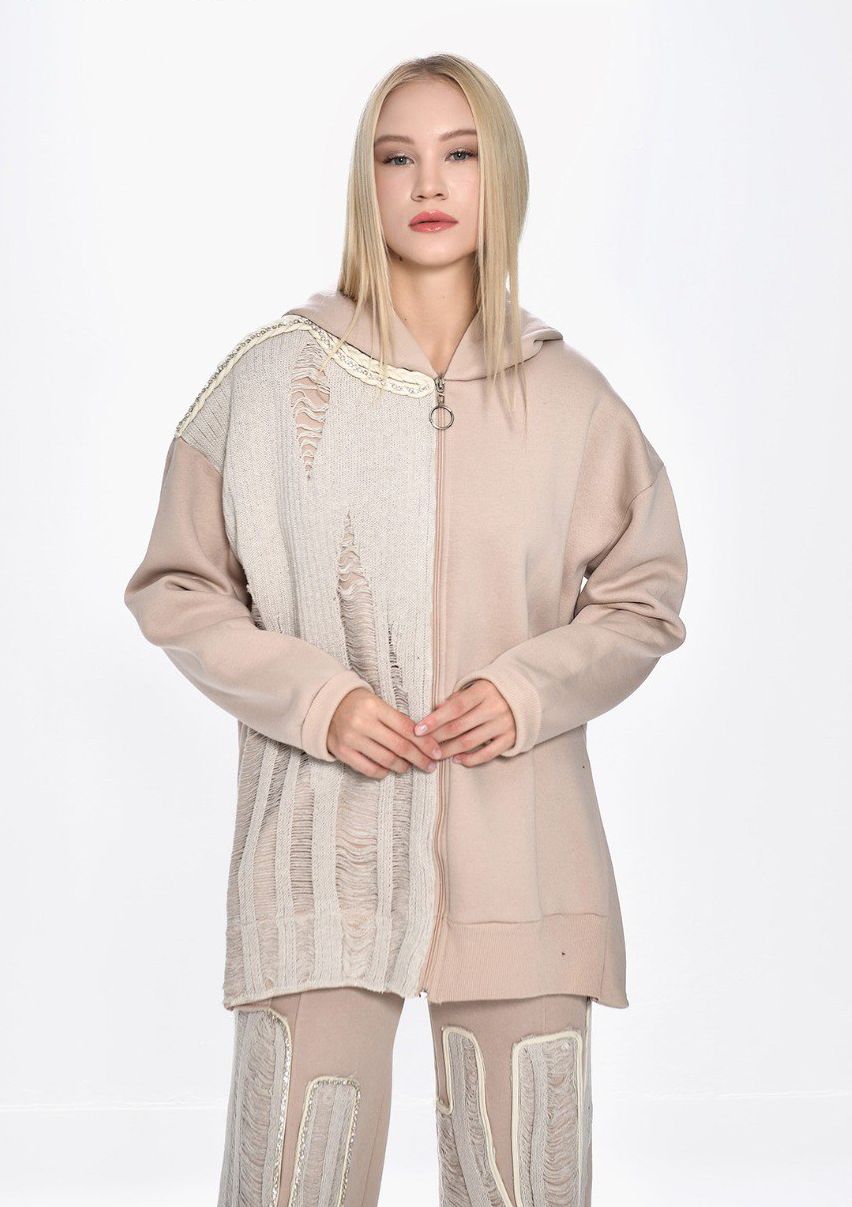 Jacket Hoodie Zipper Crochet Side