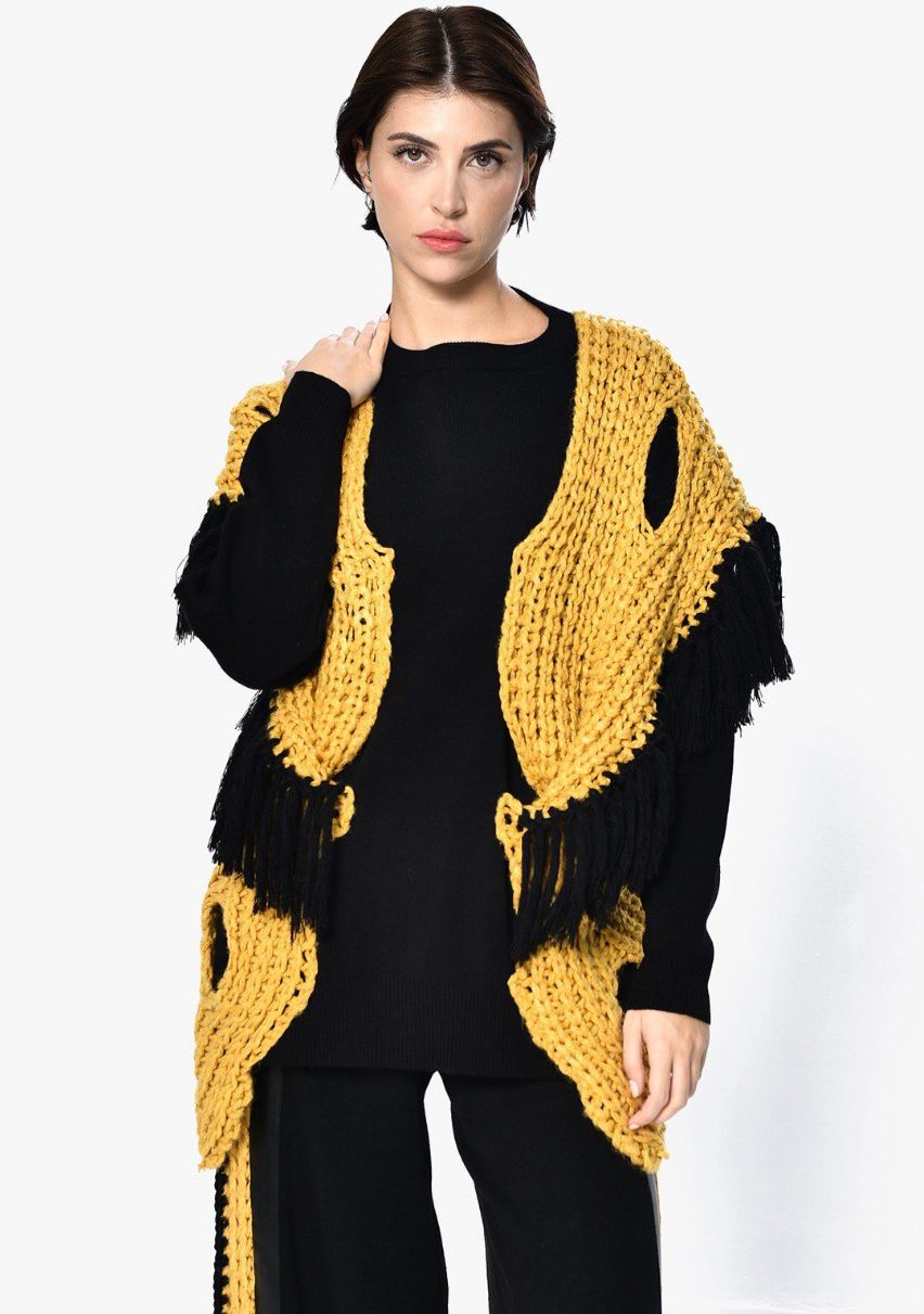 Pullover Black Mustard Crochet