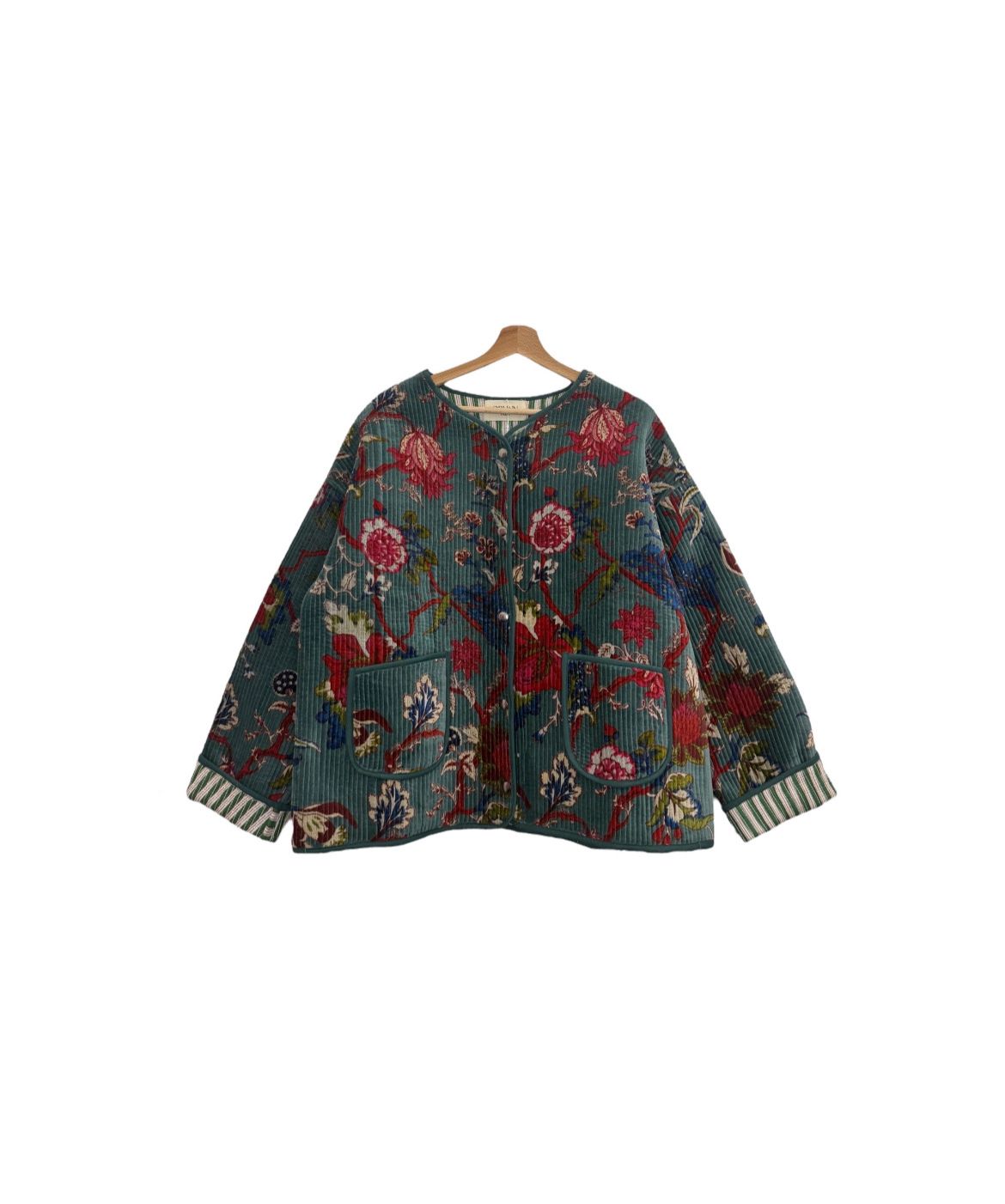 Jacket Suede Floral Olive