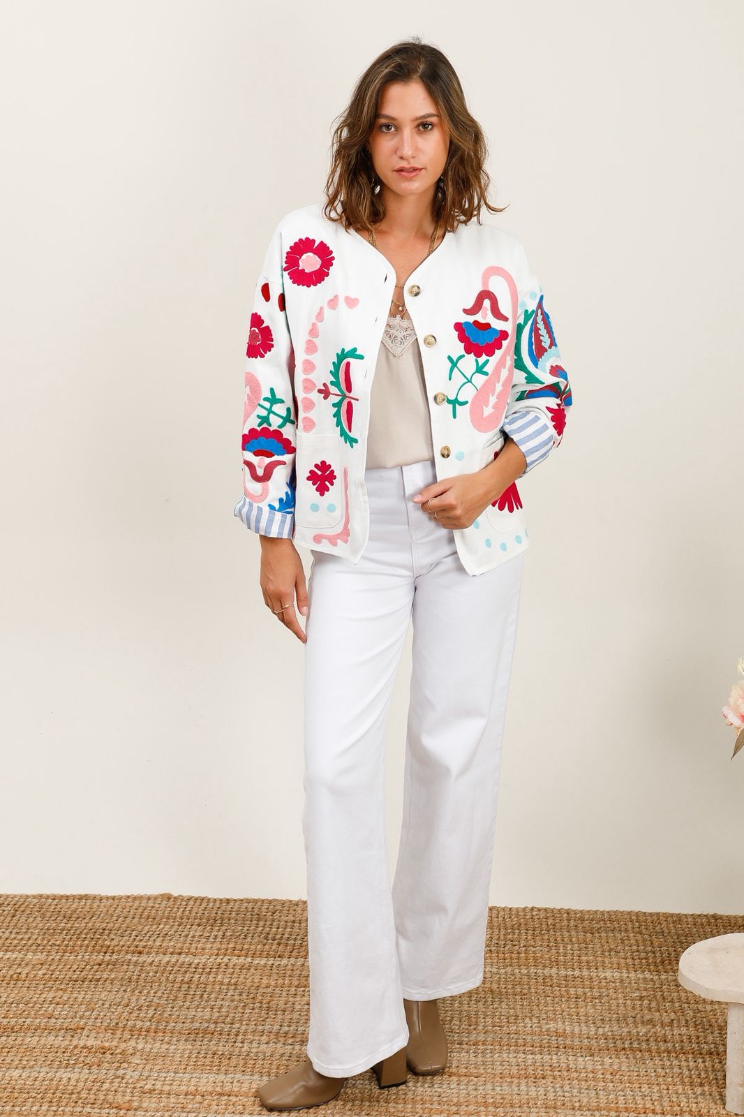 Jacket Embroidered White