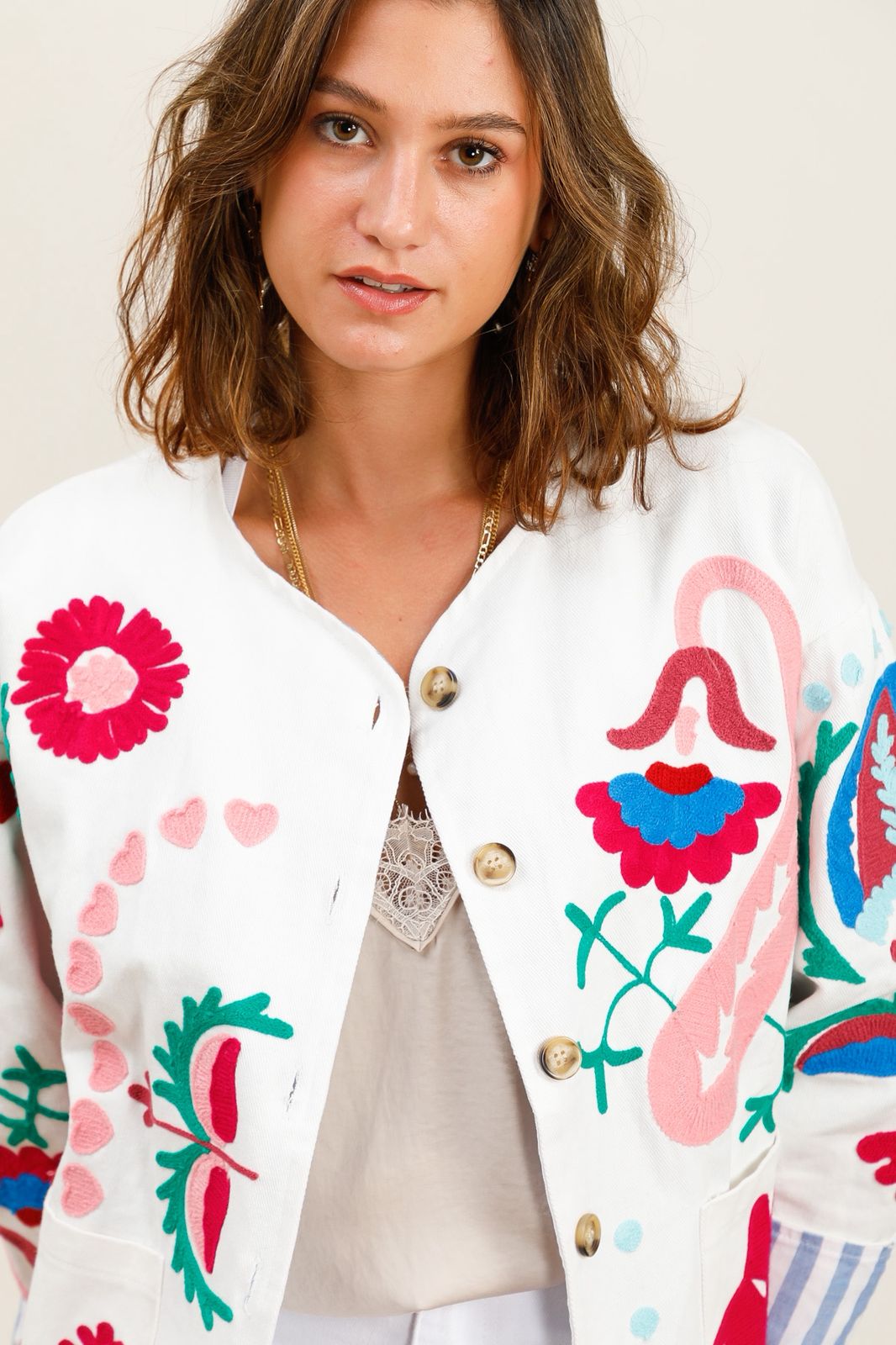 Jacket Embroidered White
