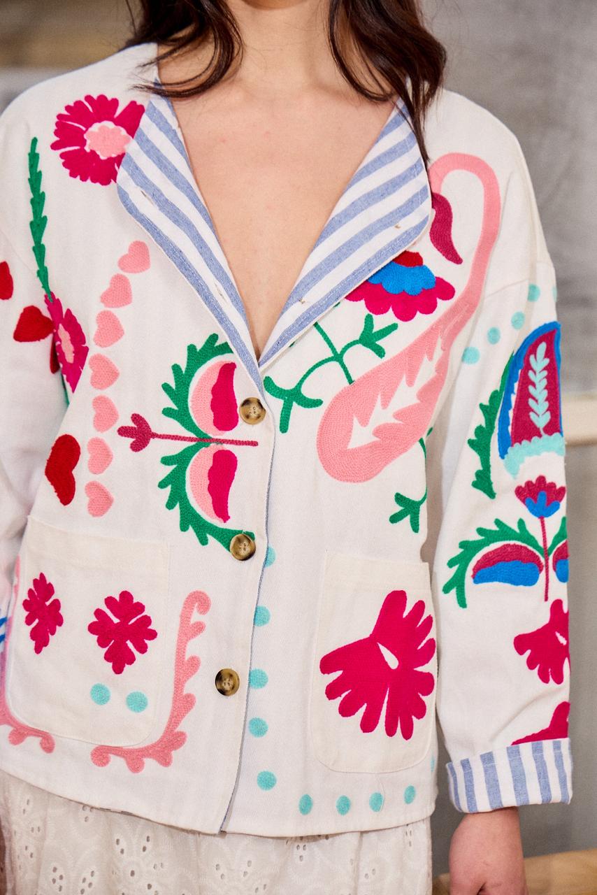 Jacket Embroidered White