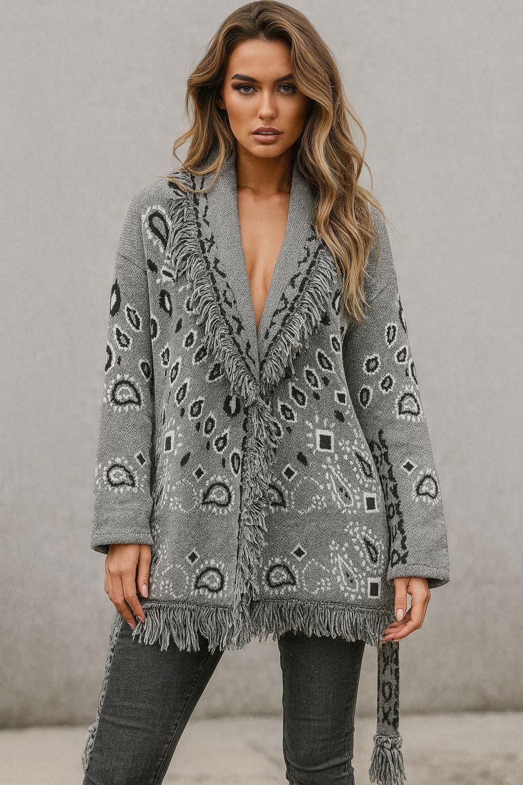 Bandana Cardigan Grey