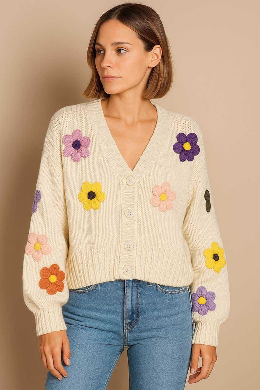 Cardigan Chunky Flowers