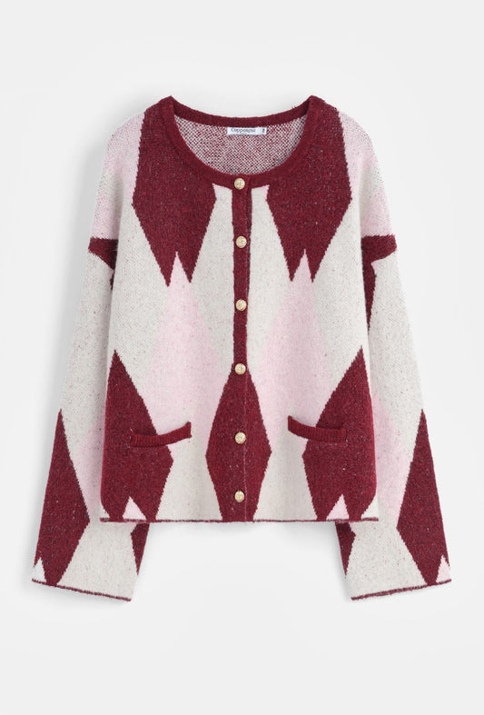 Cardigan Argyle Burgundy