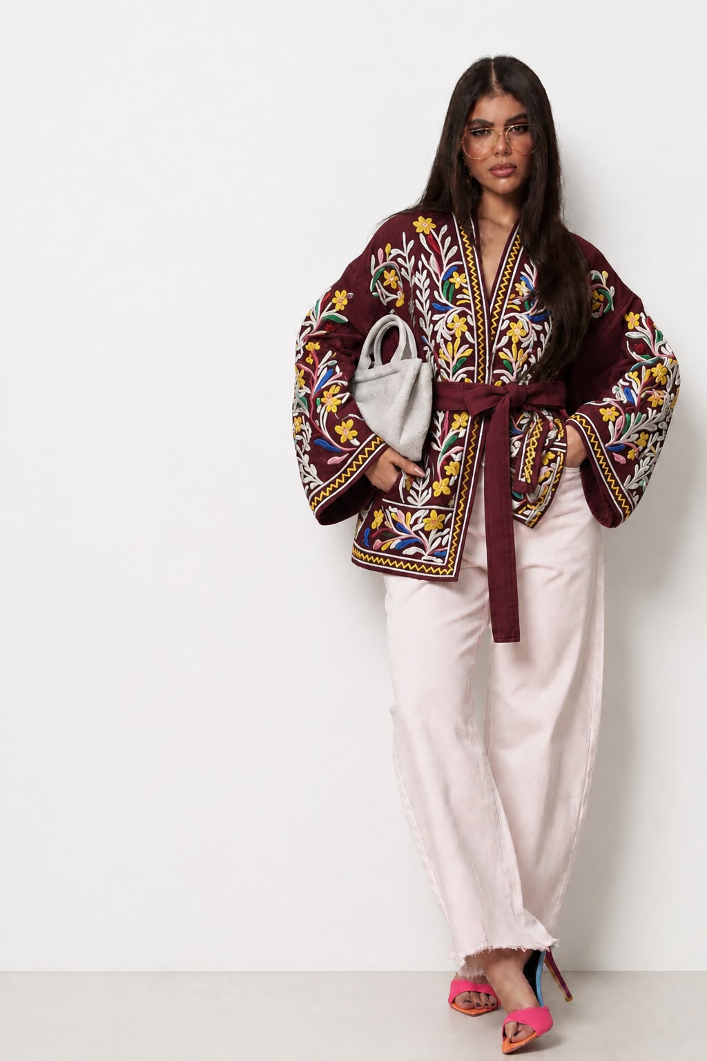 Jacket embroidery burgundy