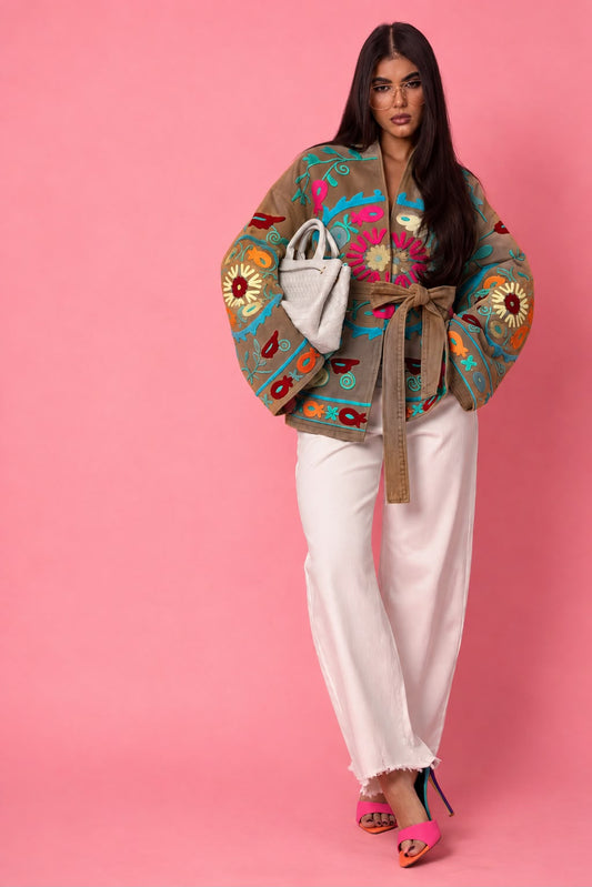 Jacket embroidery camel