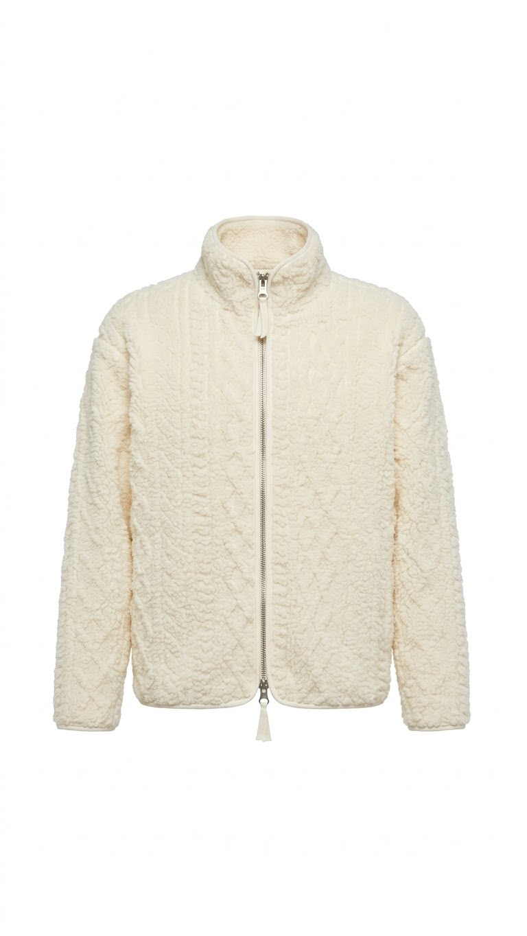 Teddy white knitting zipper