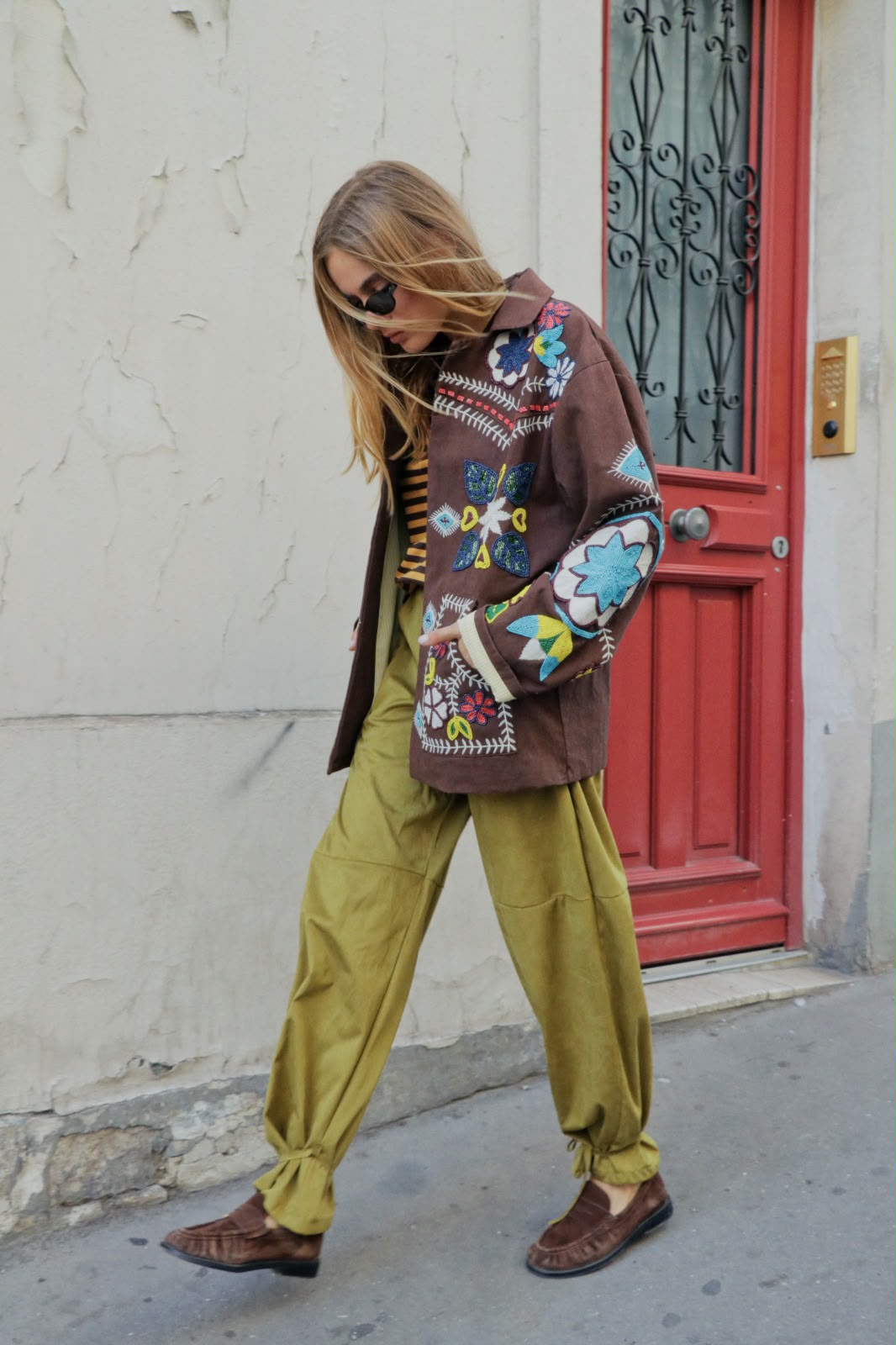 Jacket embroidery brown limited