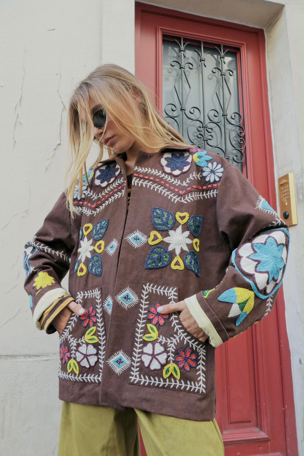 Jacket embroidery brown limited