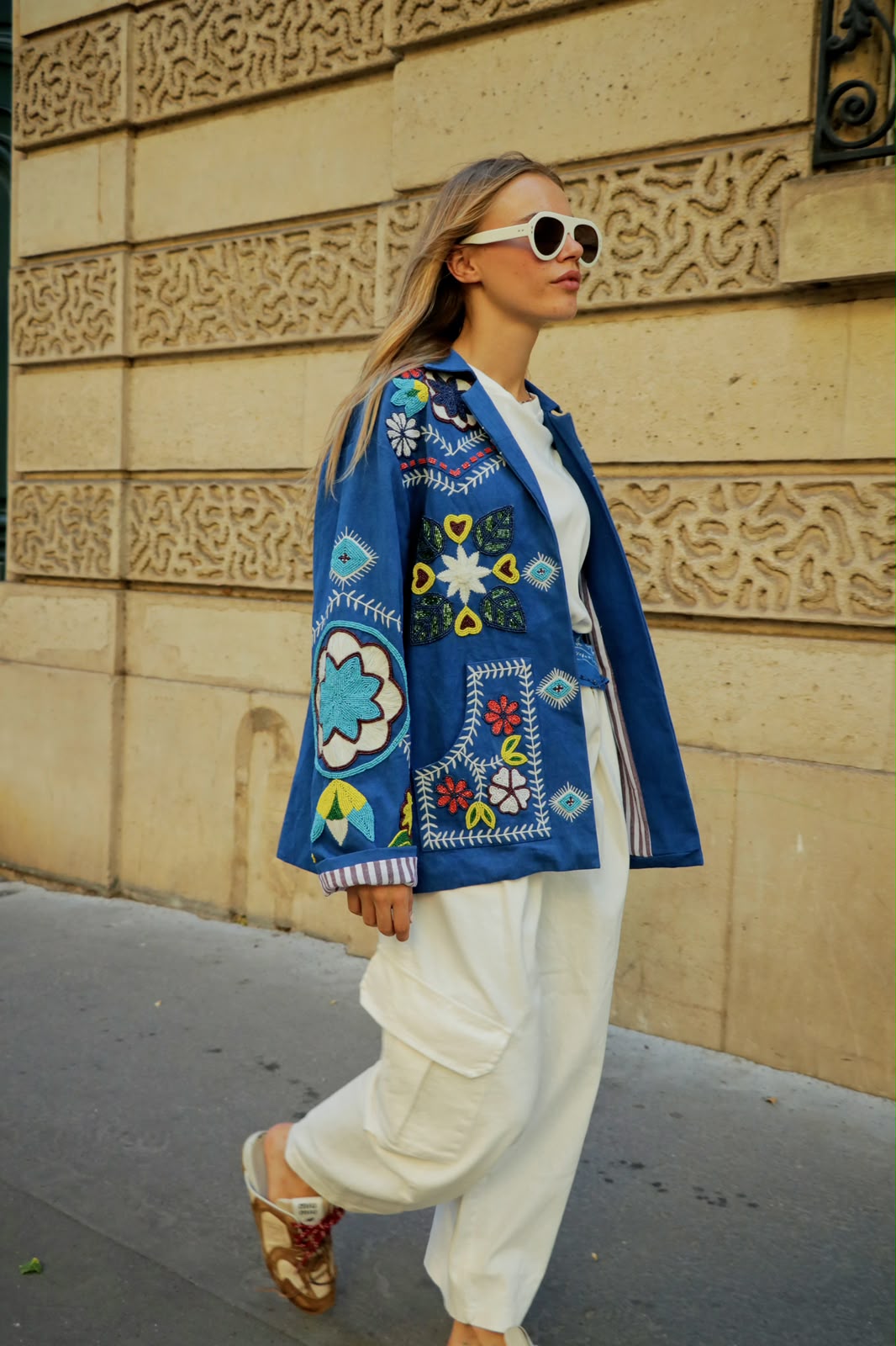Jacket embroidery blue limited