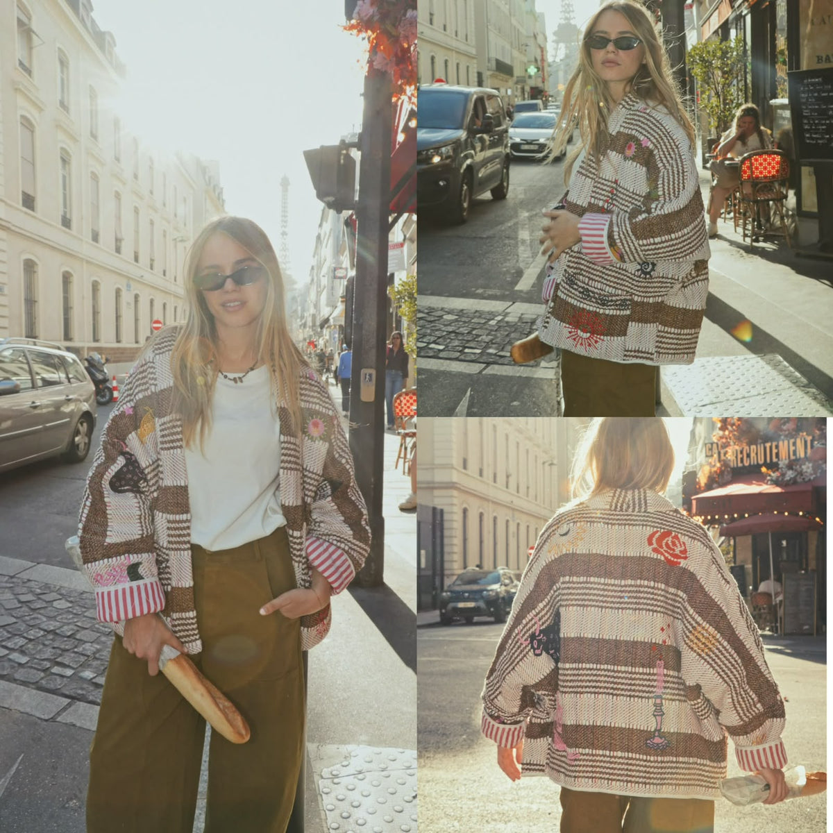 Jacket embroidery brown beige limited